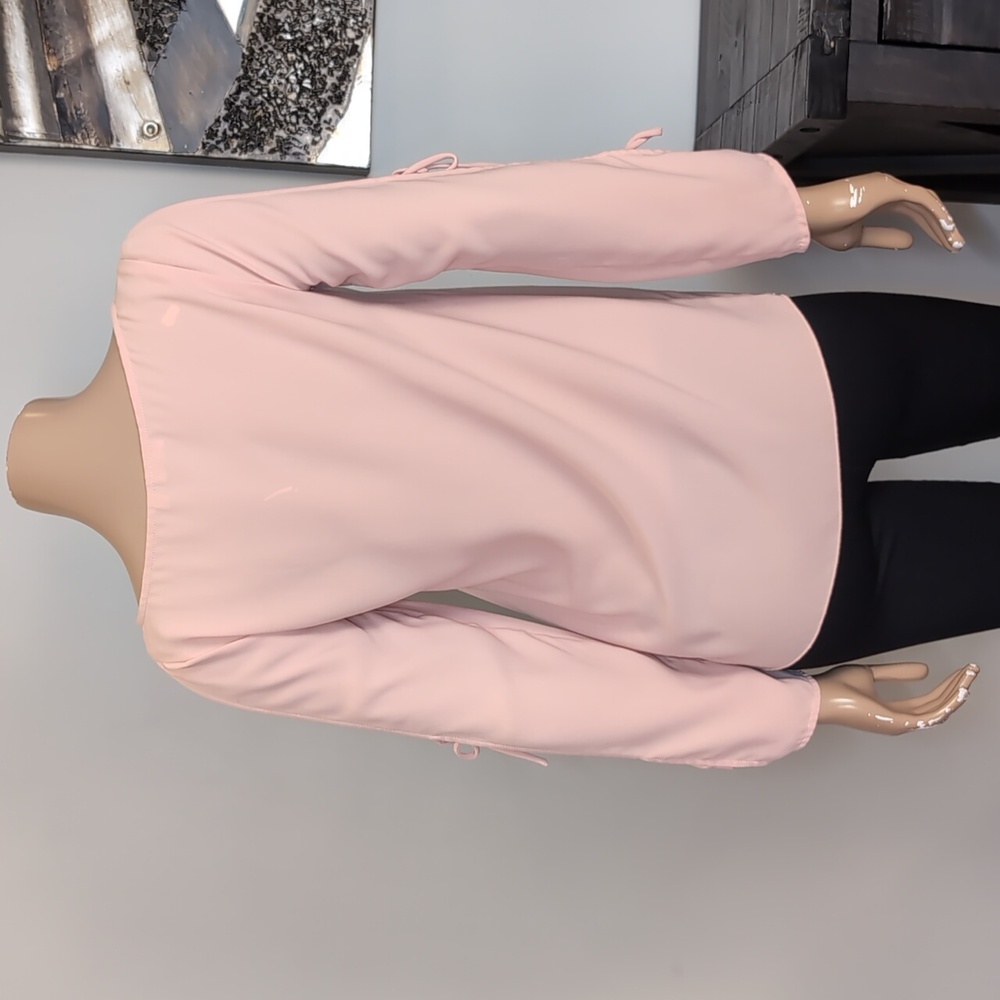Wilfred Blush Pink Pozzi Blouse Womens Size XS Long Tie Sleeve Aritzia Top - Picture 6 of 13